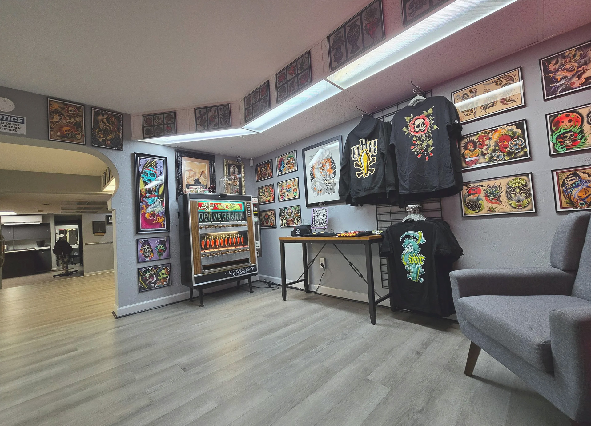 The shop floor at Convergent Tattoo