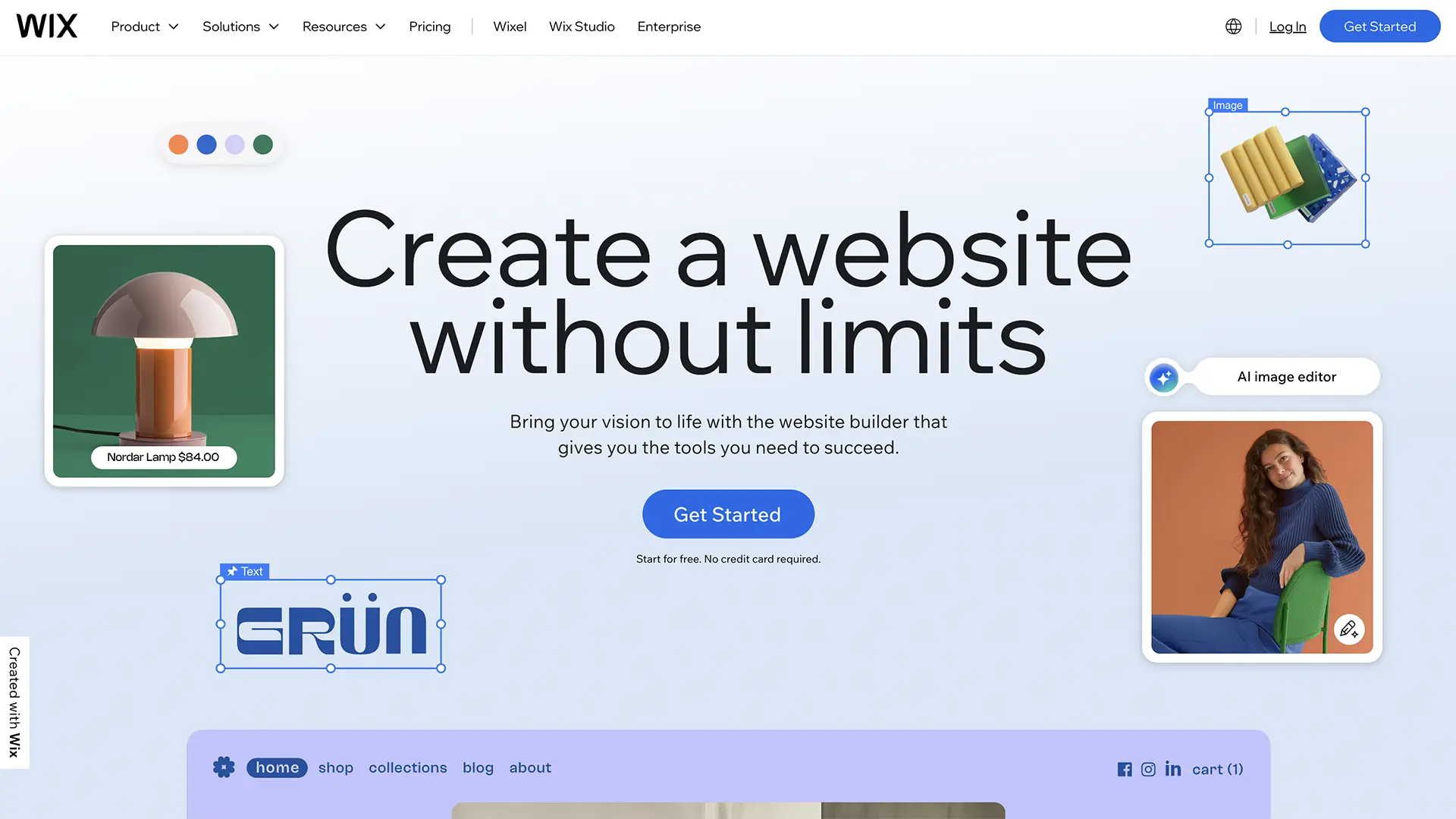 Wix Portfolio Template Interface