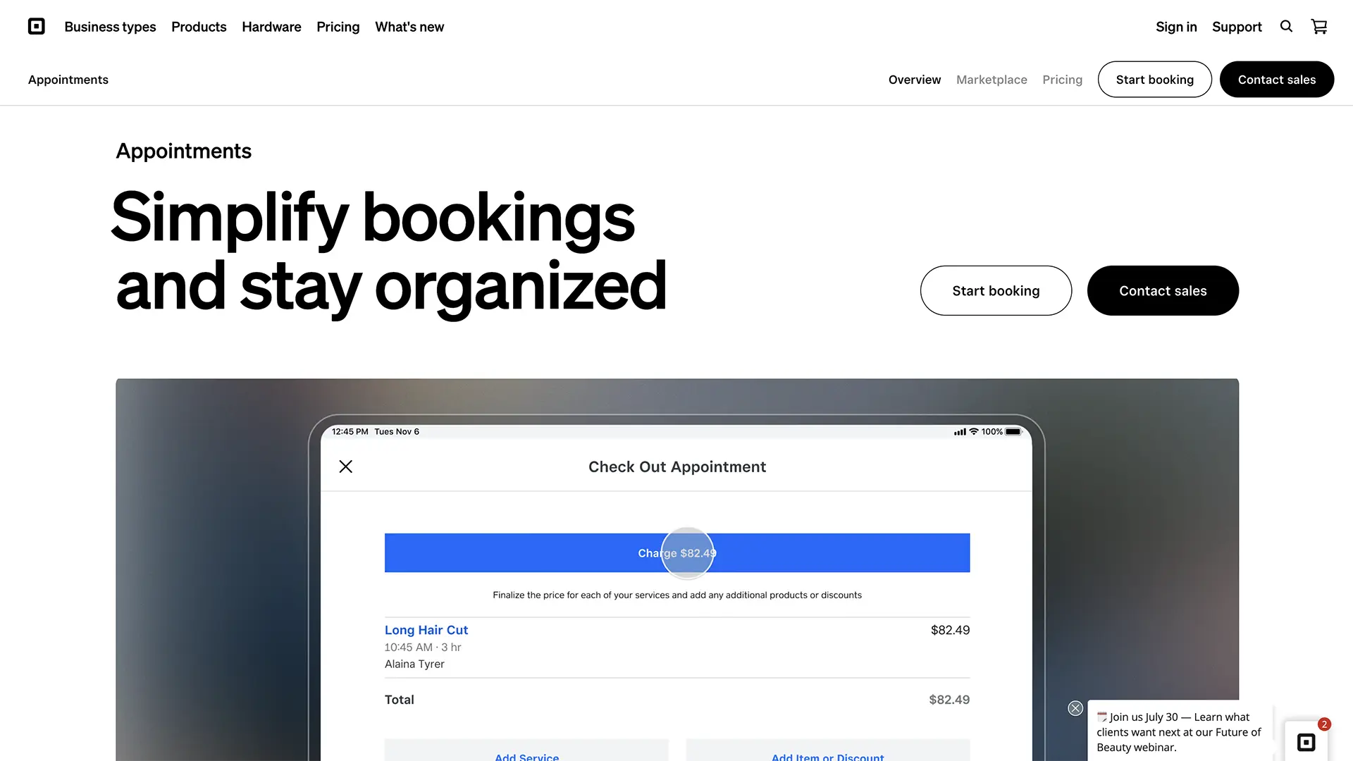 Square Appointments Interface