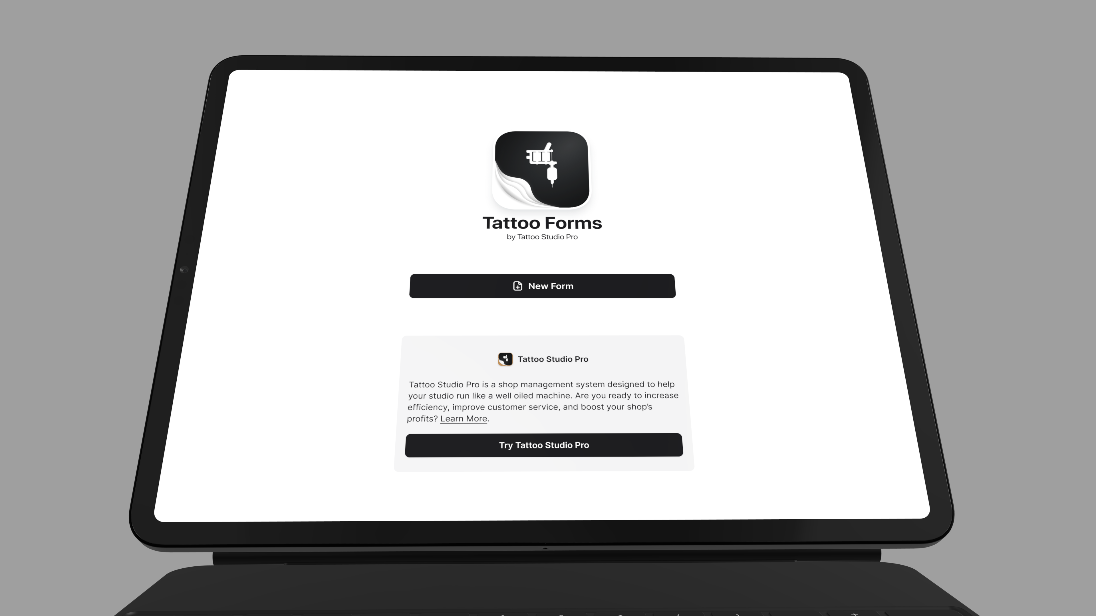 The free tattoo release forms app on a tablet