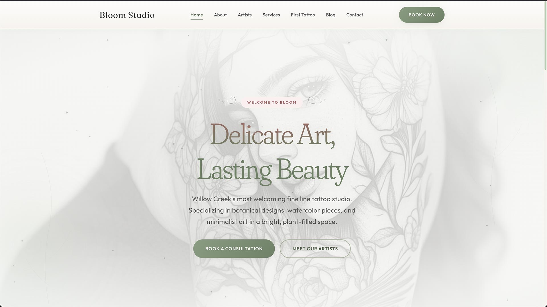 Bloom Tattoo website