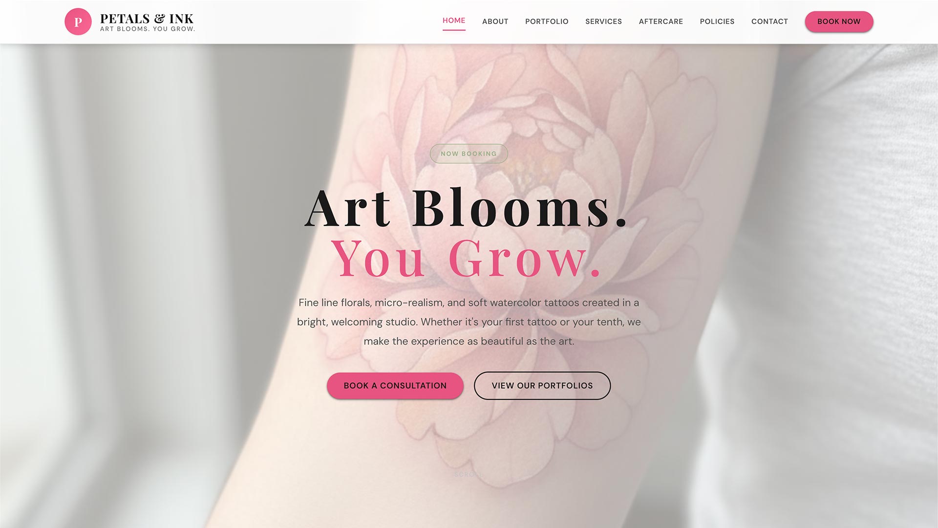 Petals & Ink website
