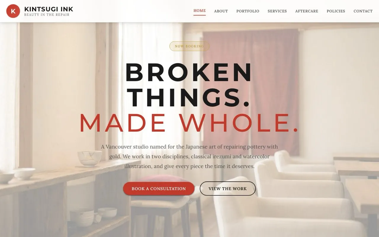 Kintsugi Ink website