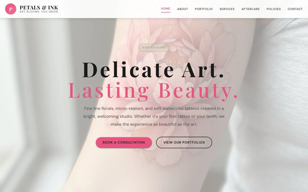 Petals & Ink website