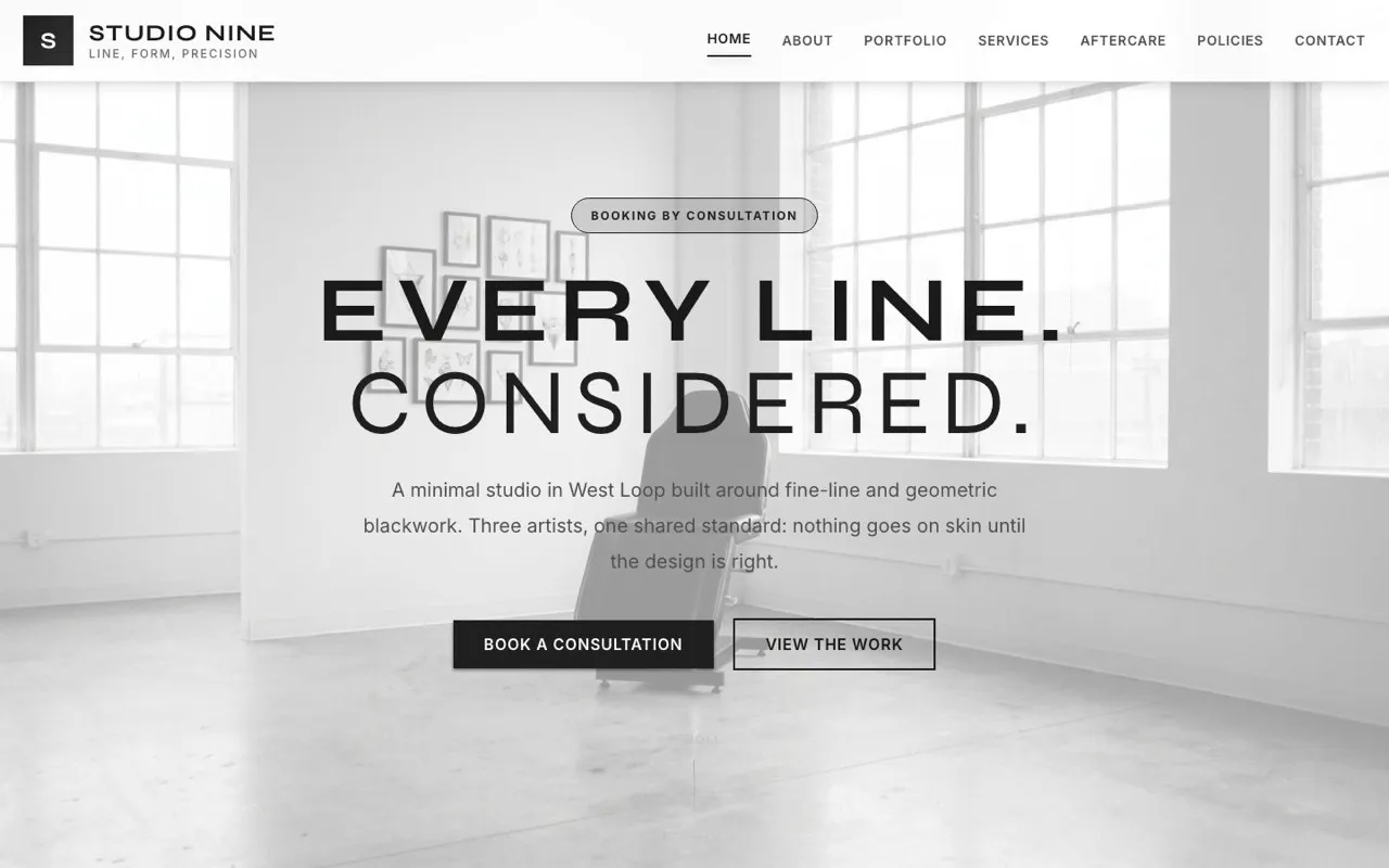 Studio Nine website